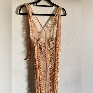 Full body bikini cover up, tan bikini cover up, knitted bikini cover up